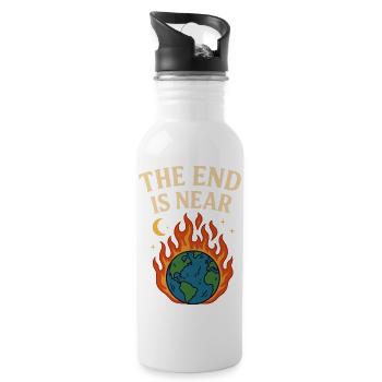Das Ende naht - Trinkflasche mit integriertem Trinkhalm - Weiß - Rechts
