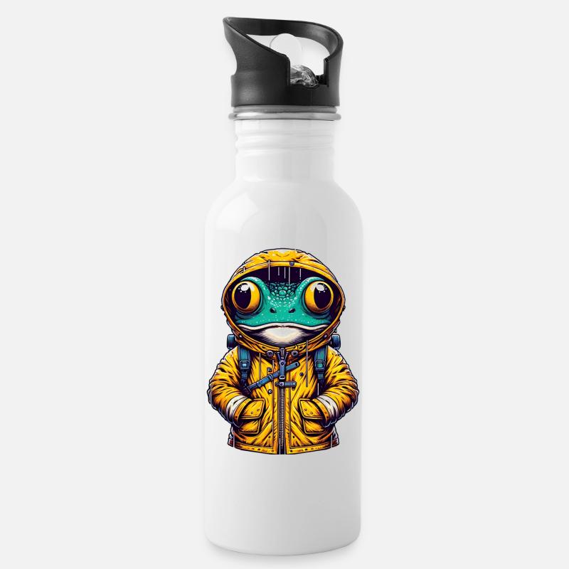 Urban Frog - Trinkflasche mit integriertem Trinkhalm - Weiß