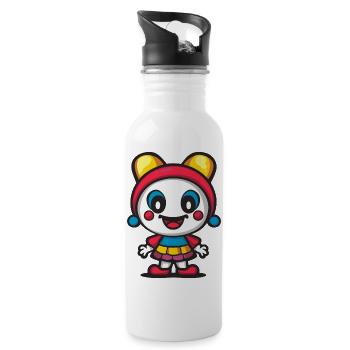Halloween Clown Niedlich Comic - Trinkflasche mit integriertem Trinkhalm - Weiß - Rechts