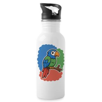 cute bird, kleiner Papagei - Trinkflasche mit integriertem Trinkhalm - Weiß - Rechts