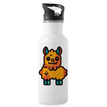 Alpaka Llama Halloween Zombie - Trinkflasche mit integriertem Trinkhalm - Weiß - Rechts