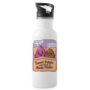 Süßkartoffel und Art of Rude Potato Duo - Trinkflasche mit integriertem Trinkhalm - Weiß - Rechts