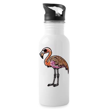 Flamingo Halloween Zombie - Trinkflasche mit integriertem Trinkhalm - Weiß - Rechts