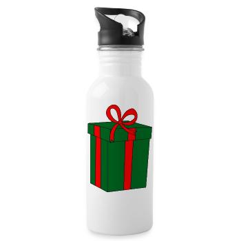Green gift with red ribbon - Water bottle with straw - white - Right
