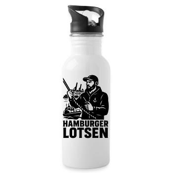 Hamburger Lotsen Hafen - Trinkflasche mit integriertem Trinkhalm - Weiß - Rechts