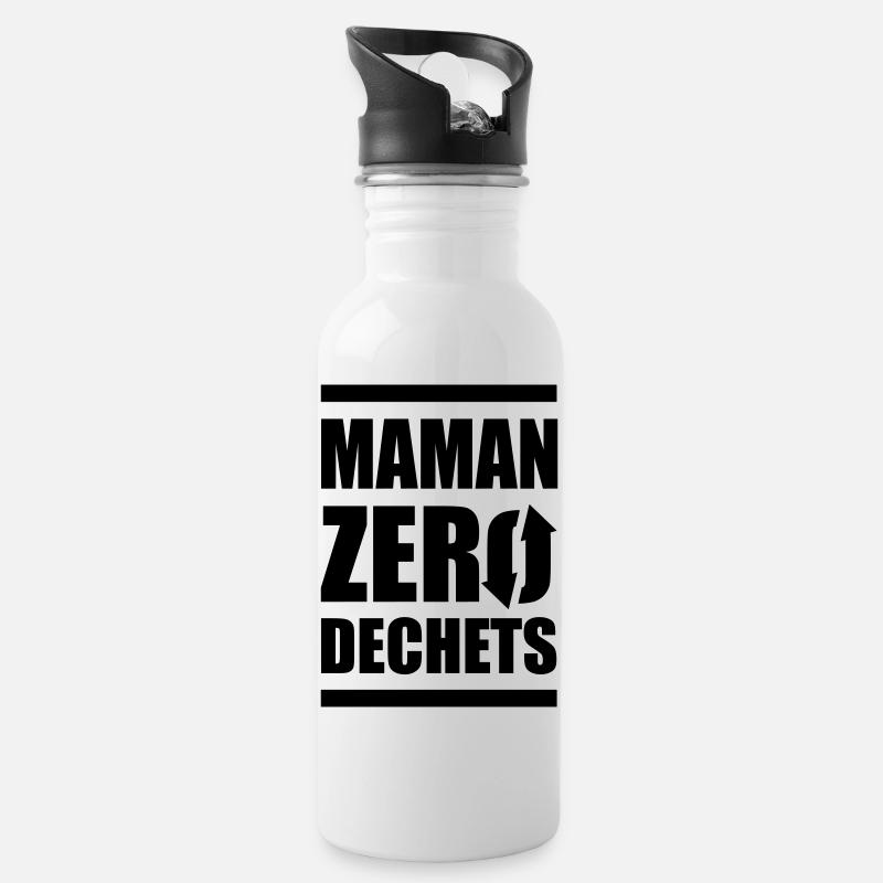 Maman zero dechets - Gourde avec paille intégrée - blanc