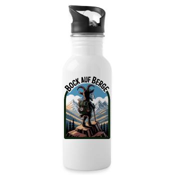 Bock sur les montagnes alpinisme avec chèvre drôle - Gourde avec paille intégrée - blanc - Droite