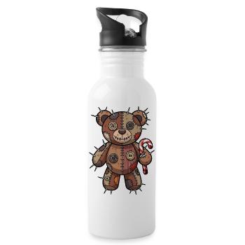 Effrayant Ours de Noël Voodoo Halloween Cauchemar - Gourde avec paille intégrée - blanc - Droite