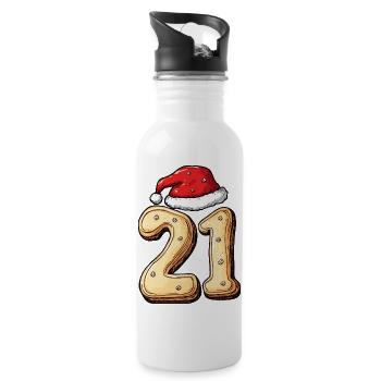 21 Number Cookie Christmas - Water bottle with straw - white - Right
