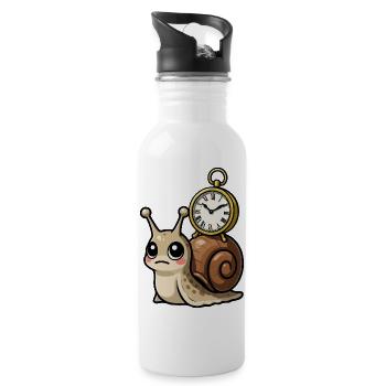 Snail with clock on shell - Water bottle with straw - white - Right