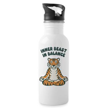 Inner Beast in Balance – Tiger - Water bottle with straw - white - Right