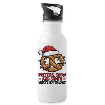 Festliche Brezel mit Nikolausmütze und Weihnachtslicht - Trinkflasche mit integriertem Trinkhalm - Weiß - Rechts