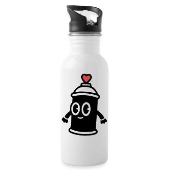 Graffiti Spray Can | Street art with heart - Water bottle with straw - white - Right