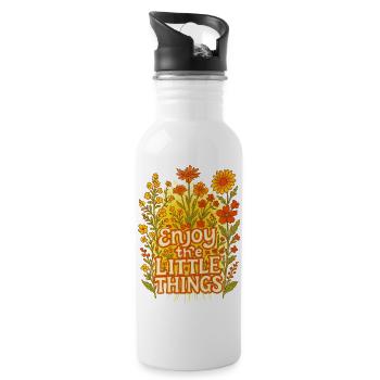 Enjoy the Little Things Floral - Water bottle with straw - white - Right