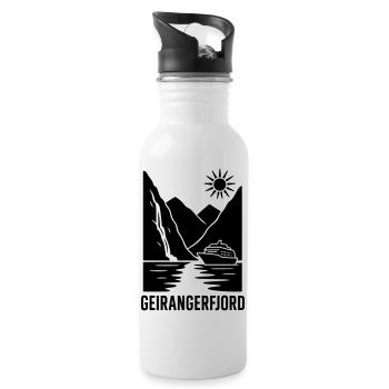 geiranger fjord norwegen - Trinkflasche mit integriertem Trinkhalm - Weiß - Rechts