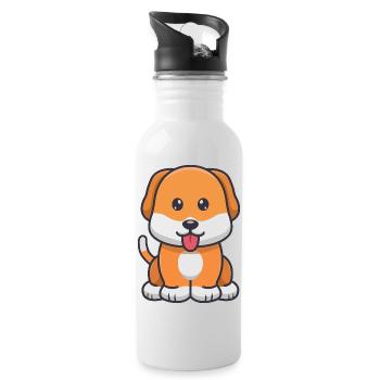 Chien mignon - Gourde avec paille intégrée - blanc - Droite