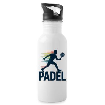 Padel silhouette in the rainbow - Water bottle with straw - white - Right