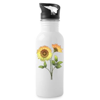 Fleur - Gourde avec paille intégrée - blanc - Droite
