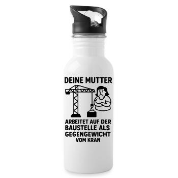 Your Mom Joke Construction Site Counterbalance - Water bottle with straw - white - Right