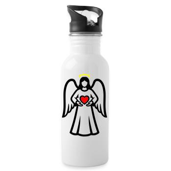 Angel-Couple-with-Heart-Pictogram-2 - Water bottle with straw - white - Right