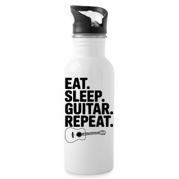 Manger. Dormir. Guitare. Répéter. - Gourde avec paille intégrée - blanc - Droite