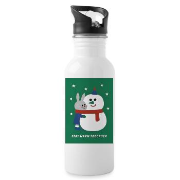 Winter Holiday Design - Trinkflasche mit integriertem Trinkhalm - Weiß - Rechts