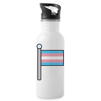 Trans Pride-Flagge - Trinkflasche mit integriertem Trinkhalm - Weiß - Rechts