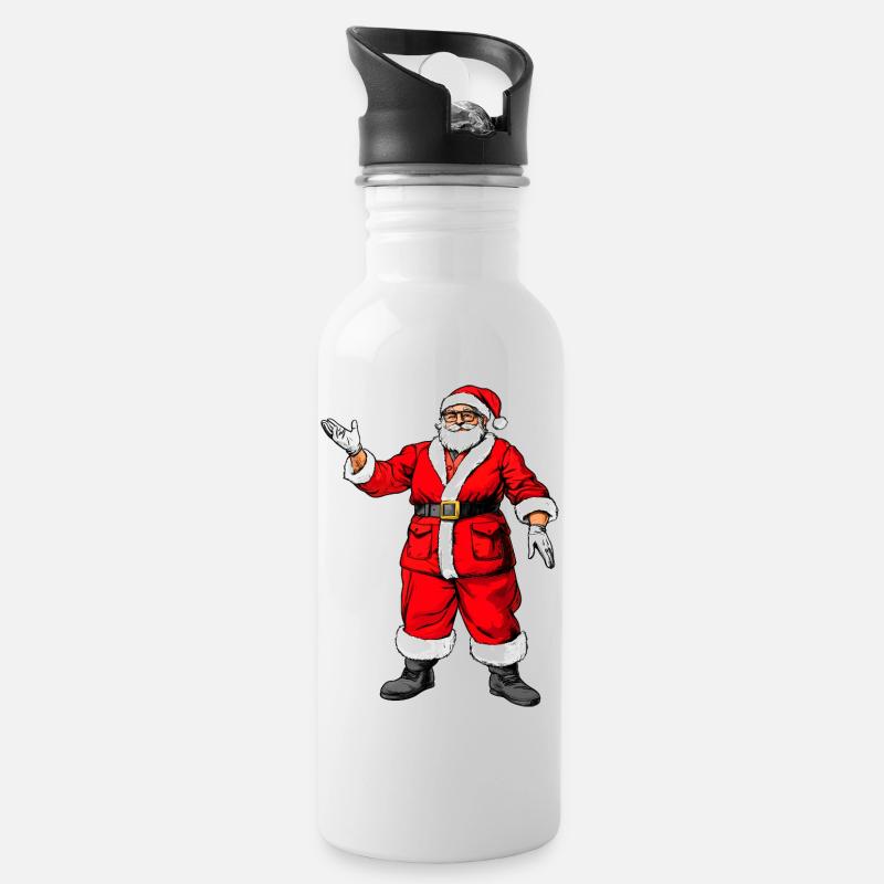 Noël du Père Noël / Père Noël - Gourde avec paille intégrée - blanc