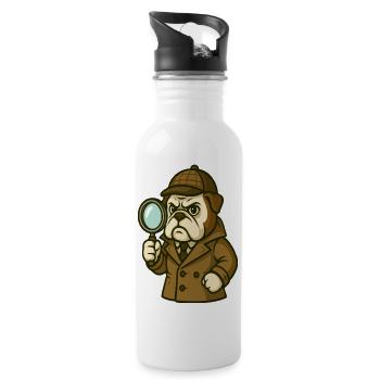 Détective Bouledogue au look classique de Sherlock - Gourde avec paille intégrée - blanc - Droite