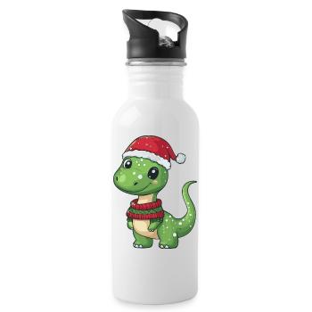 Dinosaure brontosaure Noël - Gourde avec paille intégrée - blanc - Droite