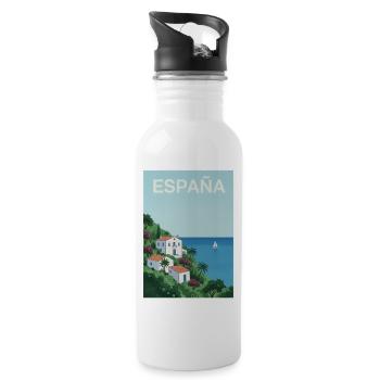 Spanish coastal idyll - Water bottle with straw - white - Right
