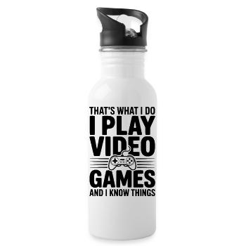 Das ist es, was ich tue. Ich spiele Videospiele. - Trinkflasche mit integriertem Trinkhalm - Weiß - Rechts