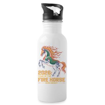 Fire Horse 2026 Bright Nouvelle Année Design - Gourde avec paille intégrée - blanc - Droite