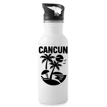 cancun silhouette - Trinkflasche mit integriertem Trinkhalm - Weiß - Rechts