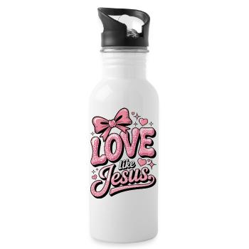 love like jesus - Water bottle with straw - white - Right