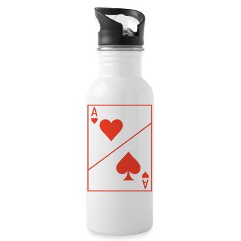 Herz Ass Kostüm Karneval Poker Geschenk Lustig - Trinkflasche mit integriertem Trinkhalm - Weiß - Rechts