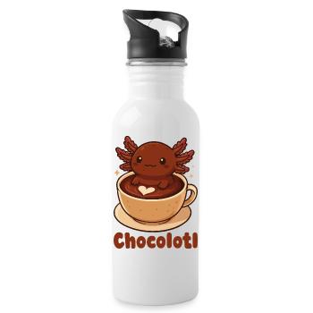 Chocolotl doux axolotl en jeu de mots avec hot - Gourde avec paille intégrée - blanc - Droite
