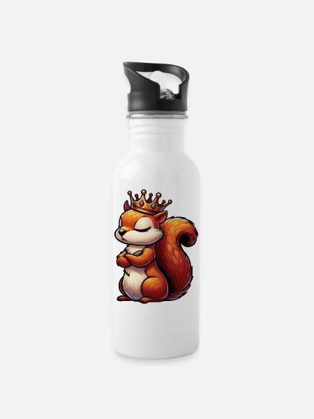 Eichhörnchen Eichhorn Eichhörnchenliebhaber Nager - Trinkflasche mit integriertem Trinkhalm - Weiß