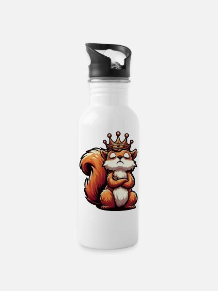 Eichhörnchen Eichhorn Eichhörnchenliebhaber Nager - Trinkflasche mit integriertem Trinkhalm - Weiß