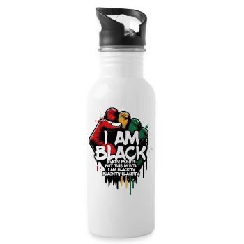 Je suis noir chaque mois - Gourde avec paille intégrée - blanc - Droite