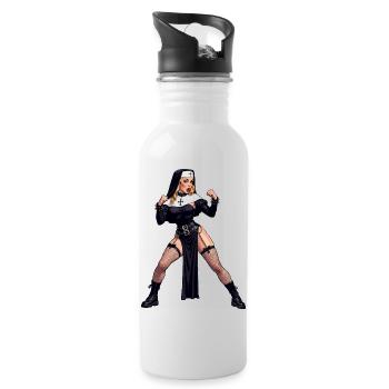 Super-Ehefrau-Nonne - Trinkflasche mit integriertem Trinkhalm - Weiß - Rechts
