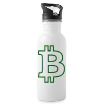 Contour du logo Bitcoin Minimaliste néon - Gourde avec paille intégrée - blanc - Droite