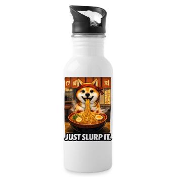 Shiba Ramen Just Slurp It - Trinkflasche mit integriertem Trinkhalm - Weiß - Rechts