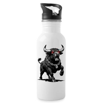 Bitcoin Bull Red Laser Eyes Crypto Bull Run - Water bottle with straw - white - Right