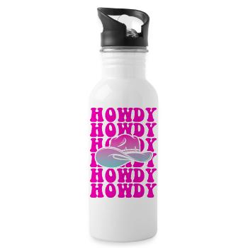 Howdy Pop Hat Farbverlauf - Trinkflasche mit integriertem Trinkhalm - Weiß - Rechts