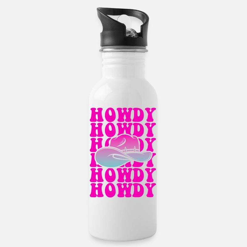 Howdy Pop Hat Farbverlauf - Trinkflasche mit integriertem Trinkhalm - Weiß