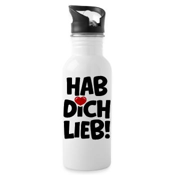 Hab Dich Lieb - Liebe Verliebt - Trinkflasche mit integriertem Trinkhalm - Weiß - Rechts