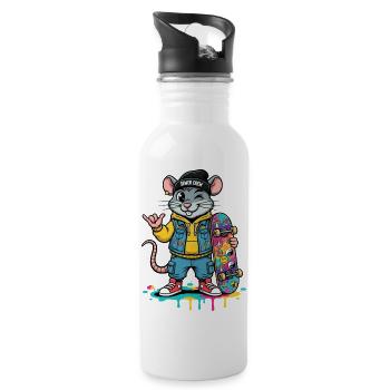 Équipe d’égouts Rat Skater - Gourde avec paille intégrée - blanc - Droite