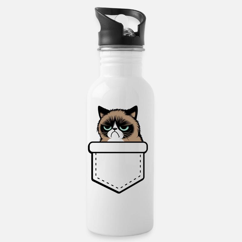 grumpy - Trinkflasche mit integriertem Trinkhalm - Weiß