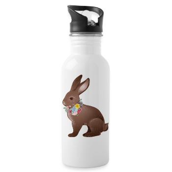 Hand drawn bunny with spring flowers - Water bottle with straw - white - Right